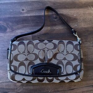 Coach Tan and Brown Signature Shoulder Bag